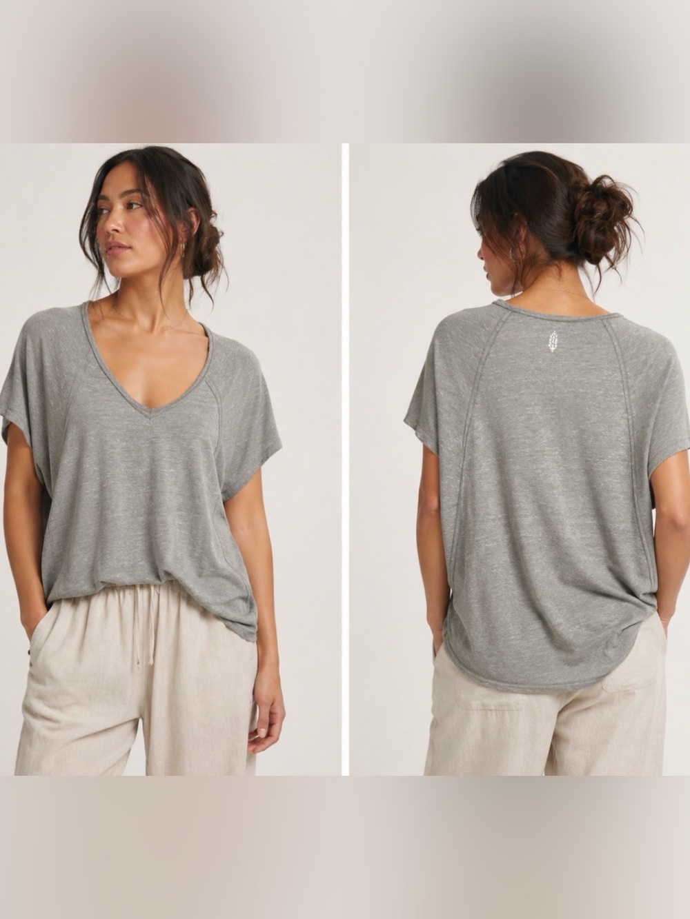 FP Movement Relaxed Slouchy Minimalist Women’s Scoop Neck Rolled Hem Top Medium